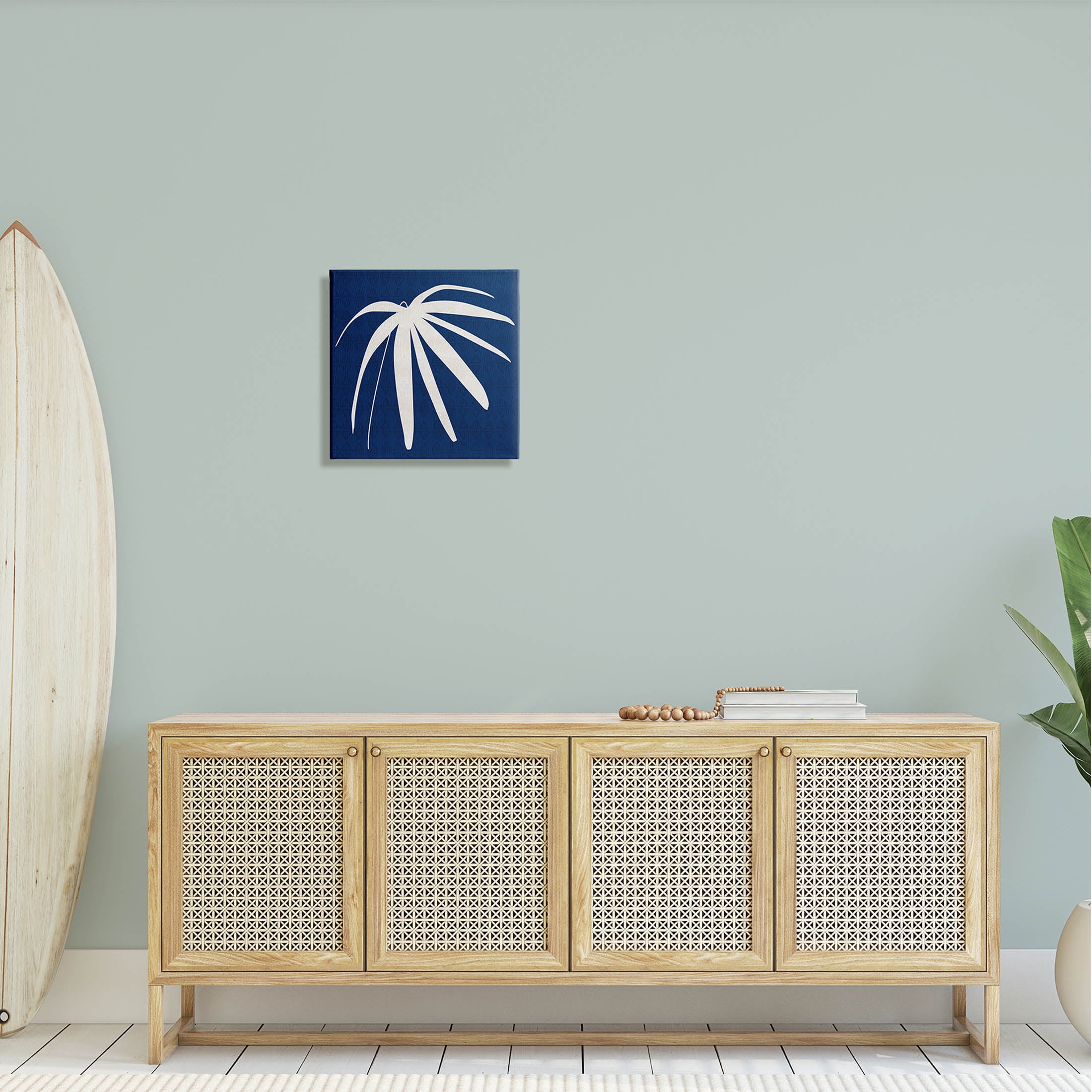 Stupell Industries Modern Plant Leaf Blue Palm Graphic Art Gallery Wrapped Canvas Print Wall Art, Design by Susan Jill