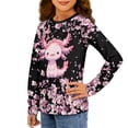 thumbnail image 2 of Jiueut Cherry Blossom Girls Long Sleeve Shirts Size 9-10 Kids Pink Axolotl T Shirt Cute Shirts for Teen Girls Crew Neck Top Casual Pullover Tops Warm Cozy Sweatshirt, 2 of 7