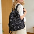thumbnail image 4 of Cat Print School Backpack, Cute Aesthetic Backpack with Drawstring Side Pockets&Pendant, Lightweight Breathable Bookbag for Shopping Work Dating Daily Use, Black, 4 of 6