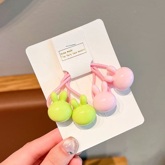 Bunny Elastic Hair Ties – Candy-Colored Long Ponytail Holders for Babies, Toddlers, Girls & Women, Colorful Princess Hair Accessories (Mix & Match, Min. 10 pcs)