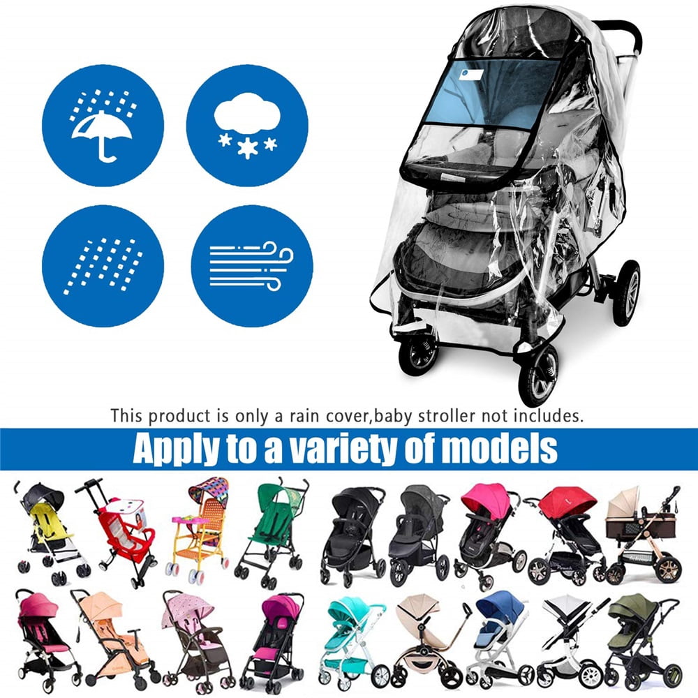 Stroller Rain Cover,Universal Stroller Accessory,Waterproof, Windproof Protection,Protect from Dust Snow,Baby Travel Weather Shield （Medium size three zipper rain cover - [goggles version]）