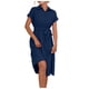 thumbnail image 1 of Vestido camisero midi elegante con cuello en V para mujer - Vestido informal de manga corta y largo hasta la rodilla - Atuendo de verano para fiestas de trabajo, 1 of 6