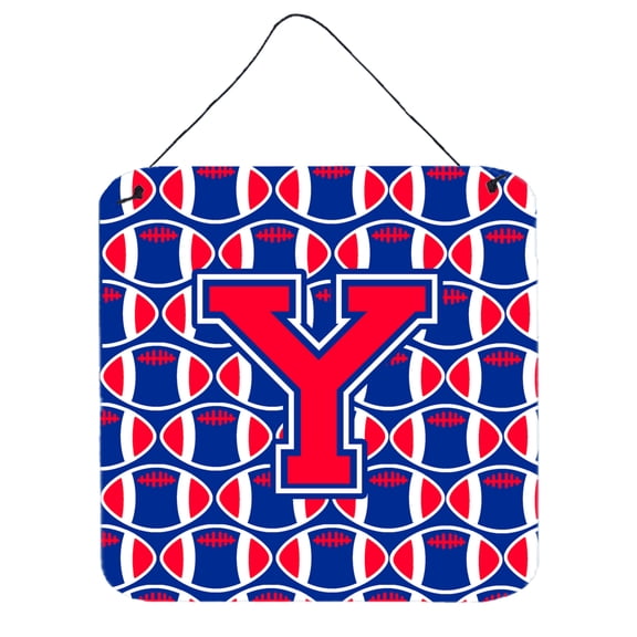 Letter Y Football Harvard Crimson and Yale Blue Wall or Door Hanging Prints