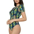 thumbnail image 2 of The Xecao Colorful Pineapples Women's Crew Neck Body Suit, a short-sleeved bodysuit and basic swimsuit, both comfort and style for dating and daily life, 2 of 9