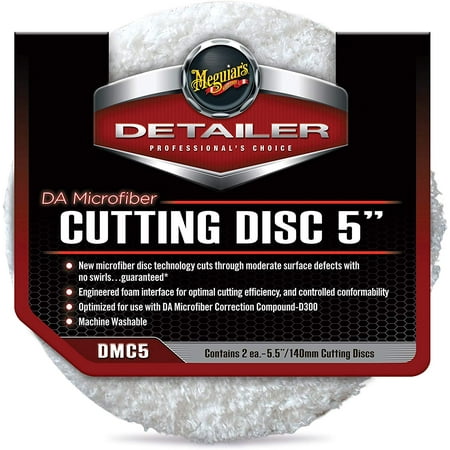 Meguiar's DMC5 DA 5" Microfiber Cutting Disc, 2 Pack, SCRATCH REMOVER: Cuts through moderate surface defects without creating further swirls By Meguiars