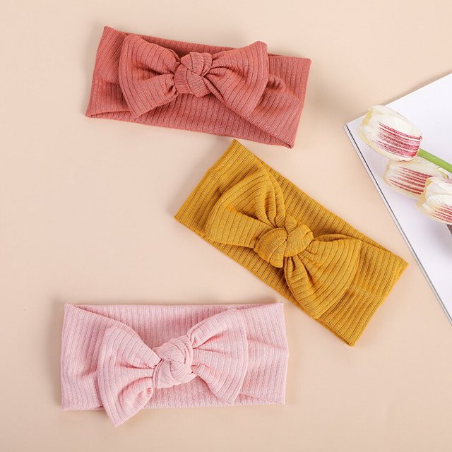 1PCS New Braid Nylon Bow Headbands,Cable Knit Solid Wide Nylon Headbands Turban, Baby Girls Head Wrap Hair Accessories 15 colors9 He Qiyong unisex
