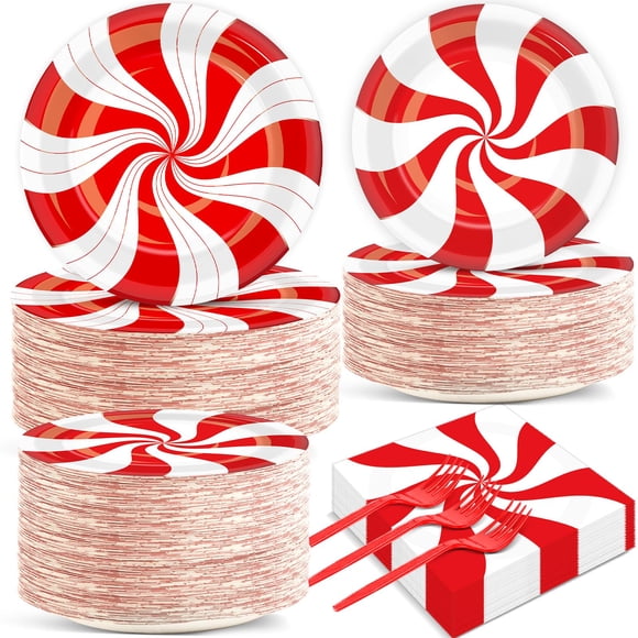 Juego de servilletas Qyeahkj con bastones de caramelo navideños para fiestas, 200 unidades