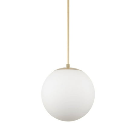 

Kira Home Ceres 12 1-Light Hanging Orb Pendant Light with Smooth White Frosted Diffuser Cool Brass