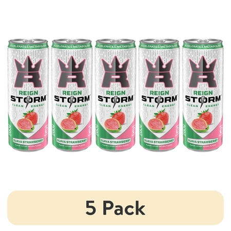 (5 pack) Reign Storm Clean Energy, Guava Strawberry, 1 Count, 12 fl oz