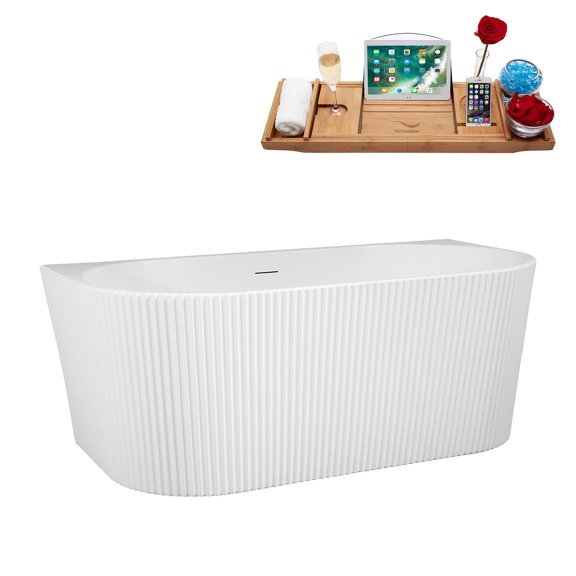 58.5" Streamline B-400-153-GLD Soaking Freestanding Tub and Tray With Internal Drain in Polished Gold