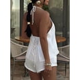 thumbnail image 4 of Gdvsclr Women'S Summer Solid Loose Fit Sexy- Backless Halter Tie Front Tops and High Waisted Shorts 2 Piece Cream White S, 4 of 8