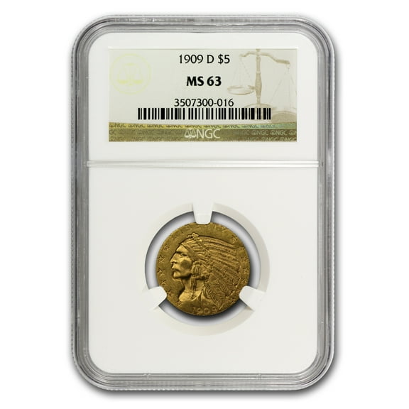 $5 Indian Gold Half Eagle MS-63 NGC (Random Year)