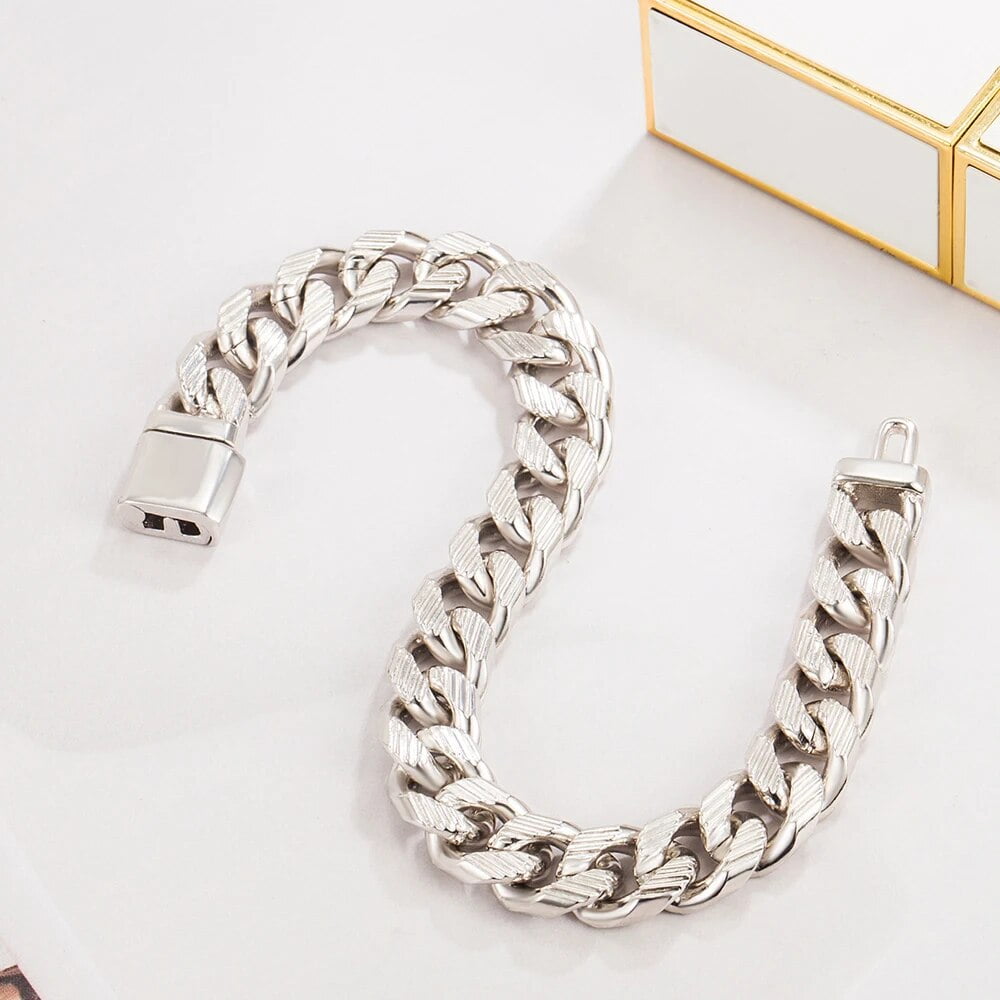 Men Genuine 100% 925 Sterling Silver Bracelets Curb Cuban Chain 10 MM 7-10 inch Italy Silver Bracelets Punk Fine Jewelry Gift Gift