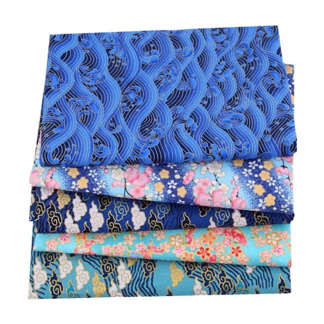 5 Piezas Oro Estampado Patchworks Estilo Japonés Coser Tela Parches Tipo 3 Sunnimix