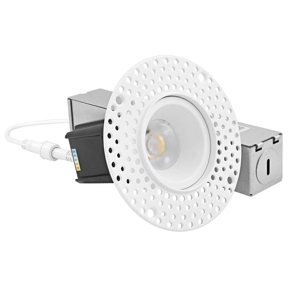 Luxrite 1 Inch LED Trimless Recessed Light with J-Box, 5CCT 2700K-5000K, 550LM, Wet & IC Rated, ETL