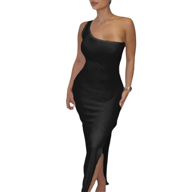 TRKIYQC Vestido Largo para Mujer, Un Hombro Sin Espalda Slim Fit Fiesta Cóctel Noche Vestido Ajustado con Abertura Sólida TRKIYQC perder