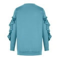 thumbnail image 4 of Hfyihgf Womens Crewneck Sweatshirts Long Sleeve Casual Tops with Ruffle Sleeve Fall Winter Clothes Soft Trendy Pullover Shirts(Light Blue,L), 4 of 4
