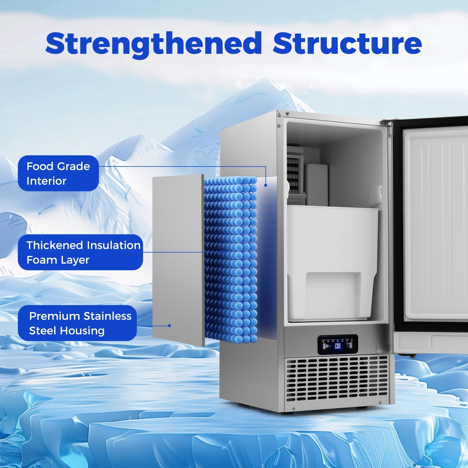 Costway Freestanding Ice Maker, 110 lbs/24H Undercounter/ Ice Machine with 25 lbs Capacity Silver