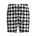 thumbnail image 4 of Wukai Black Tartan Plaid Men’s Short Pajama Pants With Pockets Soft Sleep Pj Shorts for Men-XX-Large, 4 of 6