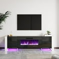 thumbnail image 7 of VANACC Fireplace TV Stand, 70" Entertainment Center LED Lights, U-Shaped Legs, Black, 7 of 7