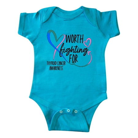 

Inktastic Thyroid Cancer Awareness Pink Blue Teal Heart Ribbon Gift Baby Boy or Baby Girl Bodysuit