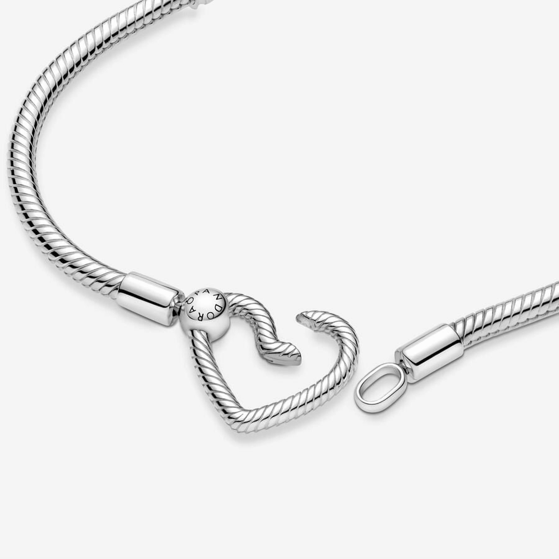 PANDORA Jewelry Moments Heart Closure Snake Chain Bracelet 7.9