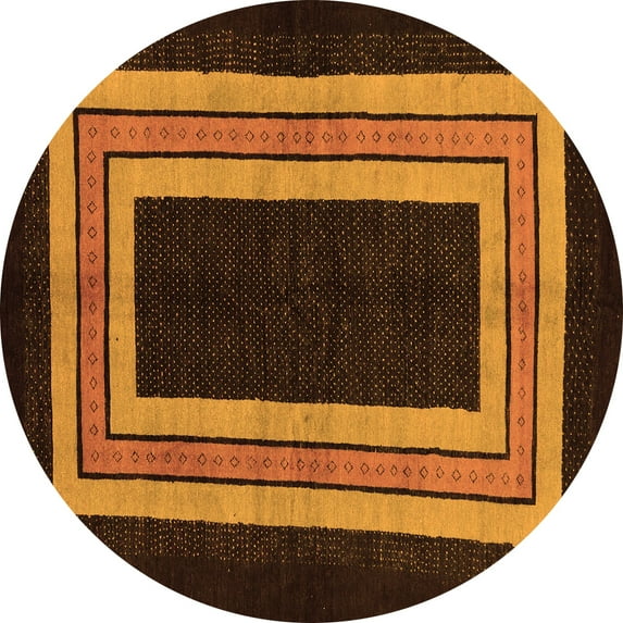 Ahgly Company Indoor Round Abstract Orange Modern Area Rugs, 4' Round