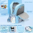 thumbnail image 2 of Blue Backpack - Adjustable Straps, Large Capacity, Includes Stationery Set with Card Holder & 6 Pins, 2 of 8