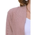 thumbnail image 5 of DARING DIVA Womens Open Front 3/4 Sleeve Draped Ruffles Eyelet Cardigans M Pink, 5 of 6