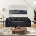 thumbnail image 5 of Roundhill Furniture Belvoir 3-Piece Living Room Set, Sofa Cuddle Chaise and Ottoman, Charcoal, 5 of 15