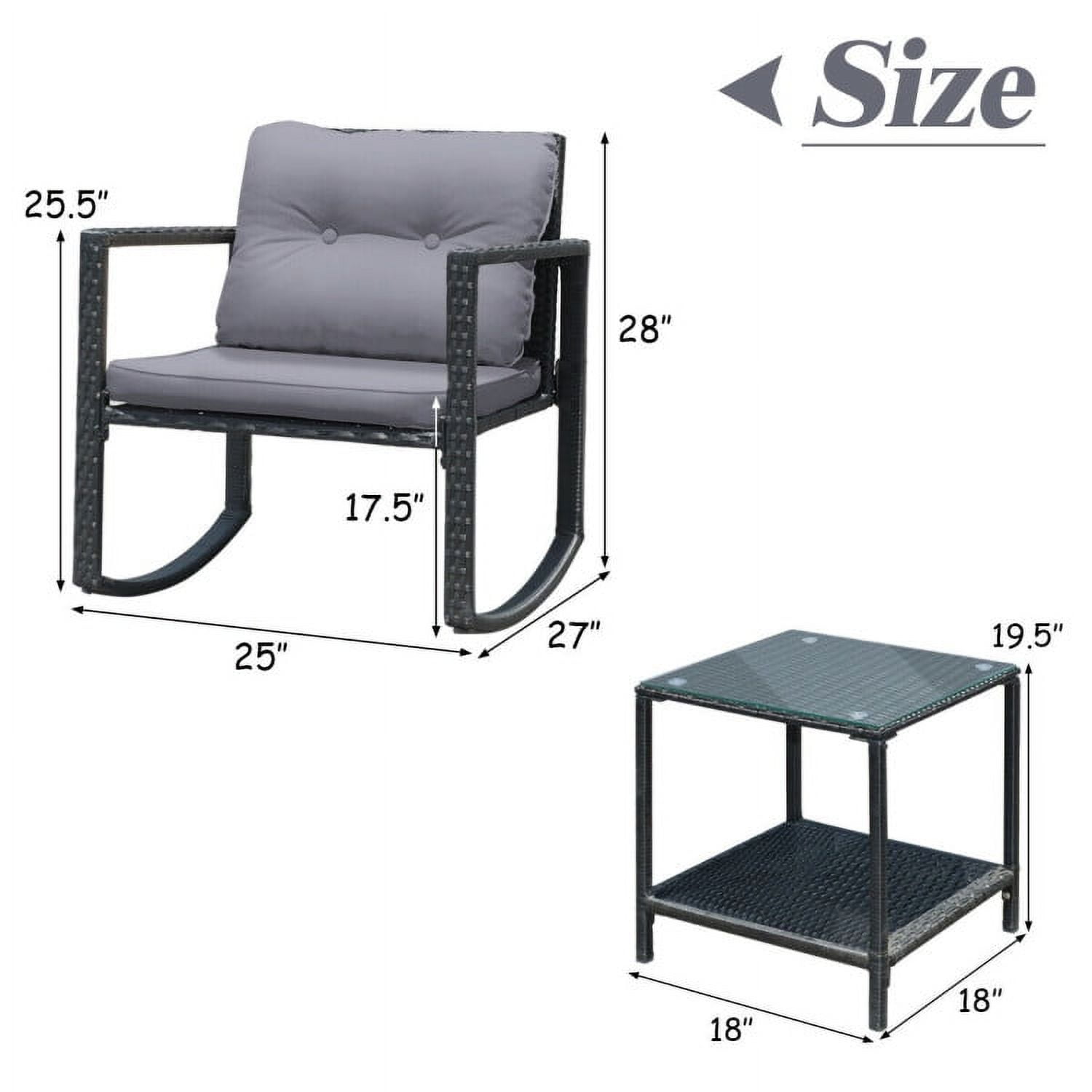 Aimee Lii 3 Pieces Patio Rattan Set Rocking Chair, Balcony Chairs, Small Patio Set, Gray Aimee Lii 3 Pieces Patio Rattan Set Rocking Chair, Balcony Chairs, Small Patio Set, Gray
