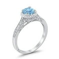 thumbnail image 3 of Halo Promise Round Ring Aquamarine CZ 925 Sterling Silver Size 8, 3 of 3