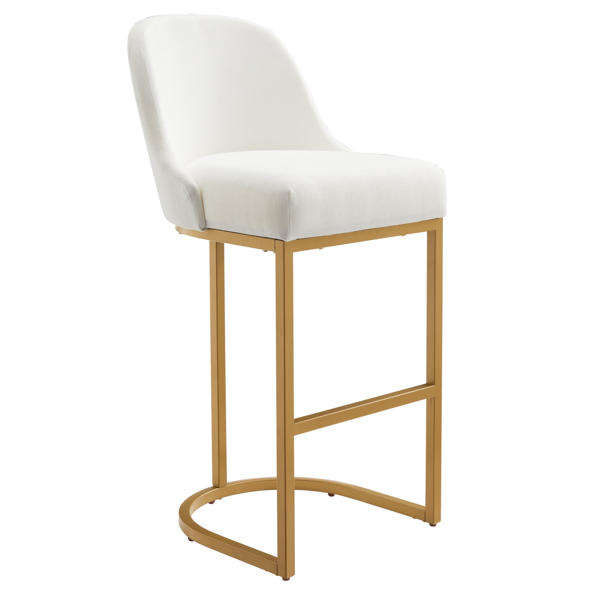Leick Home Barrel Back Bar Stools with High Density Foam Seat, White/Gold (Set of 2)