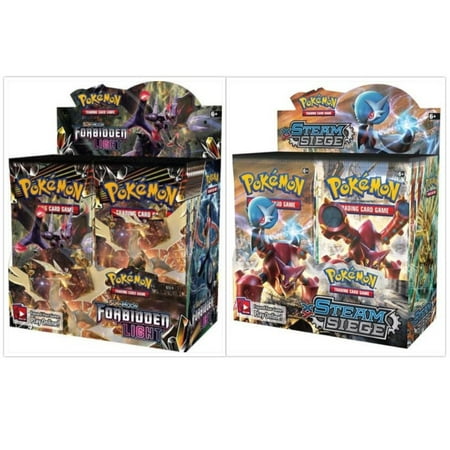 Pokemon TCG Sun & Moon Forbidden Light Booster Box and XY Steam Siege Booster Box Pokemon Trading Cards Game Bundle, 1 of Each. Great Variety Gift Set For Boys or (Best Way To Get Steam Trading Cards)