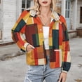 thumbnail image 3 of Jackets for Women Winter Coat Jackets Flannel Stand Collar Jacket(Modern Art Colorful Squares Geometric,Size:S-4XL), 3 of 7