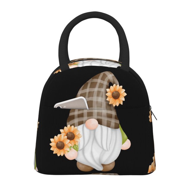 Disketp Sunflower Gnomes 4 Bolsa Térmica para Almuerzo, Lonchera con Abertura Amplia y Gran Capacidad, Organizador Reutilizable para Mujeres, Hombres y Adultos
