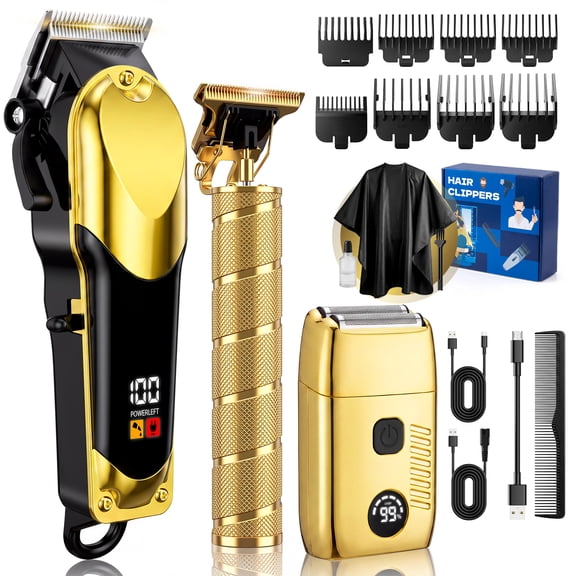Professional Hair Clippers for Men, Cordless Grooming Kit with Hair Clipper, T-Blade Trimmer & Beard Trimmer, Barber Fade Hair Cutting Kit for Mens Gifts, 7200RPM, LED Display
