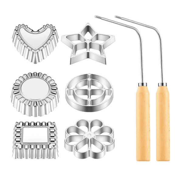 New Arrivals 8 Pieces Rosettes Timbale Set, with Handle, Funnel Cake Maker Kit