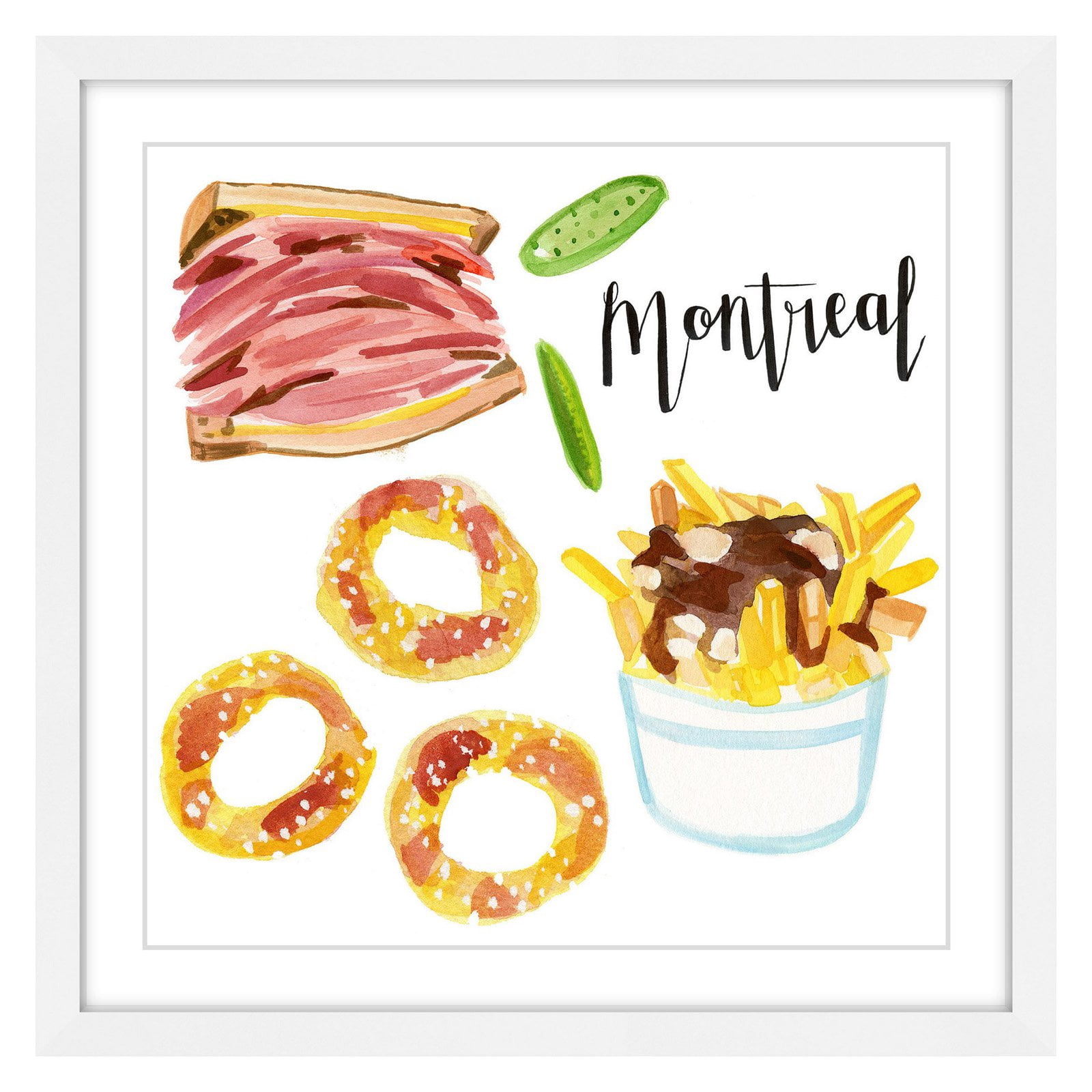 Marmont Hill "Montreal Eats" By Molly Rosner Framed Painting Art Print, 18.0" x 1.5"