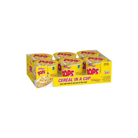 Kellogg’s Corn Pops Cereal in a Cup 1.5 oz Cups (6 Count Pack)