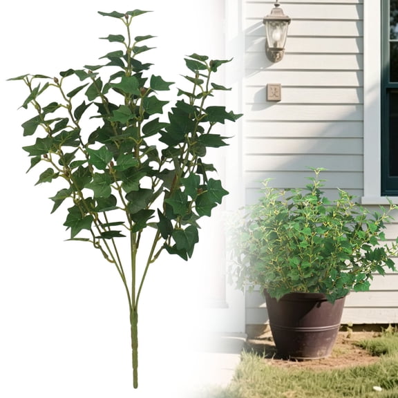 Dusknt Artificial Plants Outdoor 1 Pcs, Greenery Plants Outdoor Uv Resistant Silk Plants with Stems, Plants for Outside Planter Front Porch Patio Decoration(Green)