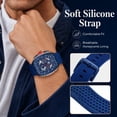 thumbnail image 3 of Watches for Men Multifunction Moon Phase Calendar Wrist Watches Luxury Quartz Waterproof Watch with Silicon Strap Gift for man, 3 of 8