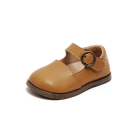 

Woobling Boys Girls Loafers Comfort Flat Shoes Lightweight Flats School Loafer Cute Casual Shoe Magic Tape Round Toe Coffee 8C
