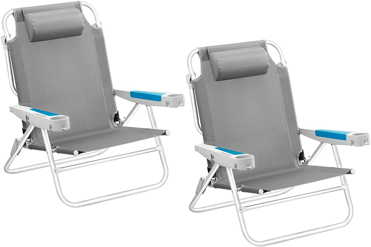 ICECO Reclining Beach Chair, 2Pack, XL 5Position Backpack Beach Chair