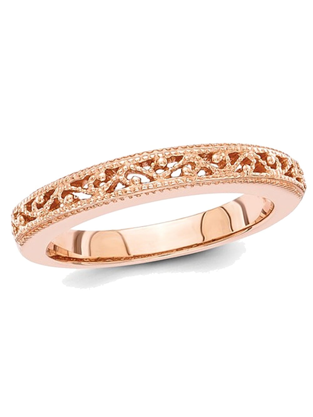 Gem And Harmony Ladies 14K Rose Pink Gold Wedding Band (3.0mm