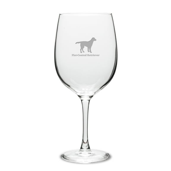Flat-Coated Retriever Deep Etched 19 oz Classic Red Wine Glass