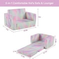 thumbnail image 2 of Ktaxon Convertible Sofa for Little Ones, 2-in-1 Toddler Couch with Side Pockets, Foldable Nap Lounge for Playroom or Bedroom Pink, 2 of 7