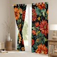 thumbnail image 3 of Manfei Retro Rustic Flower Curtains Pack of 2 (42x84 Each),Natural Plant Curtains Blackout,Orange Green Black Bedroom Curtains For Girls Kids,Super Cozy Room Decor, 3 of 6