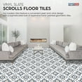thumbnail image 2 of PowerSellerUSA Self-Stick Vinyl Modern Geometric Floor Tiles Ultra Durable 1.5mm Thick Tiles, 4-Pack/80 Square Ft., 12" x 12", Slate Scrolls, 2 of 8