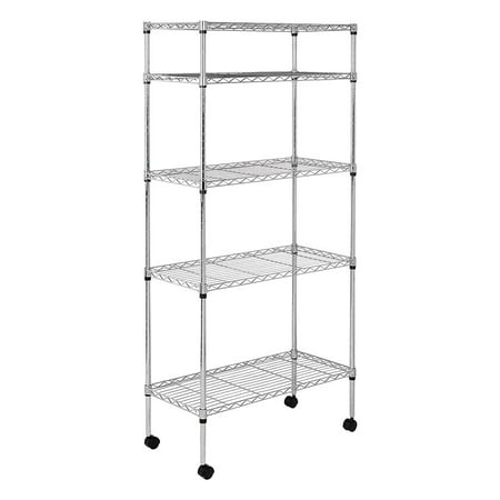 5-Tier Adjsutable Chrome Plated Steel Wire Shelving Storage Shelf ...